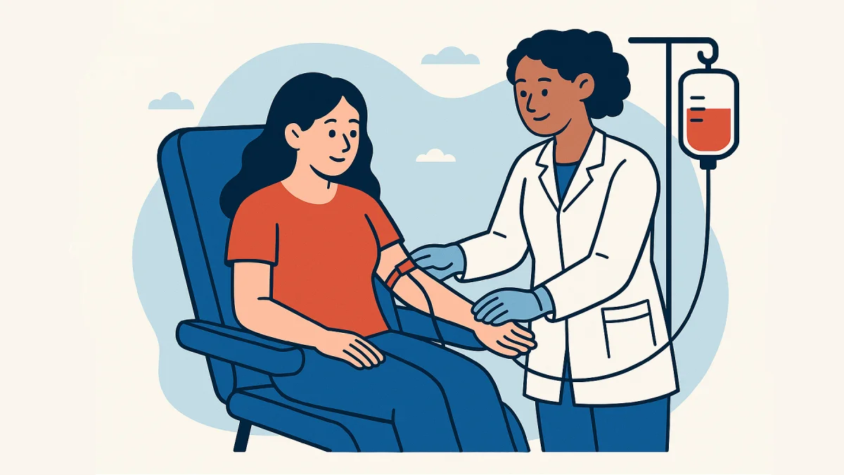 Cara donor darah dimulai dengan pemeriksaan lengan, penyisipan jarum, hingga pengisian kantong darah. Proses cepat dan aman untuk membantu sesama.