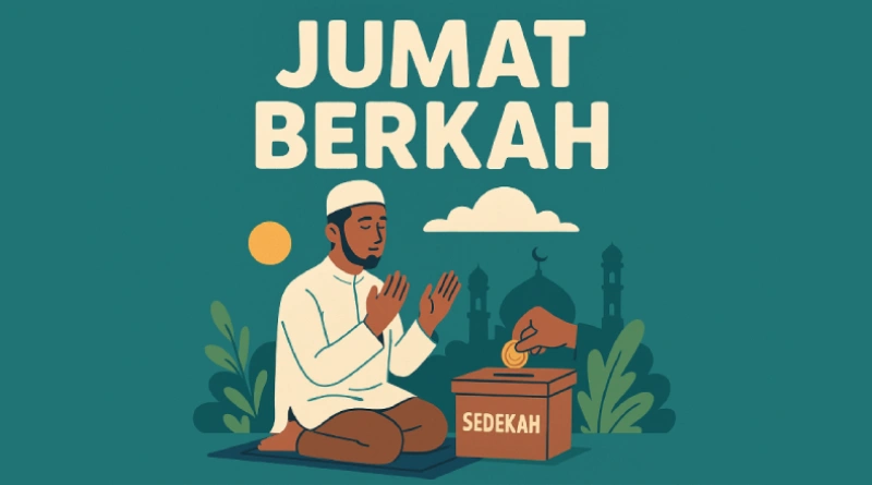 Ilustrasi ini mengajak untuk merayakan Jumat Berkah melalui doa dan sedekah. Berbagi kebaikan menjadi bagian dari mencari berkah di hari yang penuh makna.