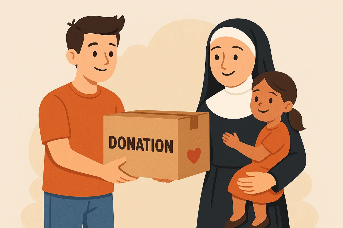 Ilustrasi Cara Donasi ke Panti Asuhan melalui aksi nyata yang mendukung anak-anak tanpa keluarga.