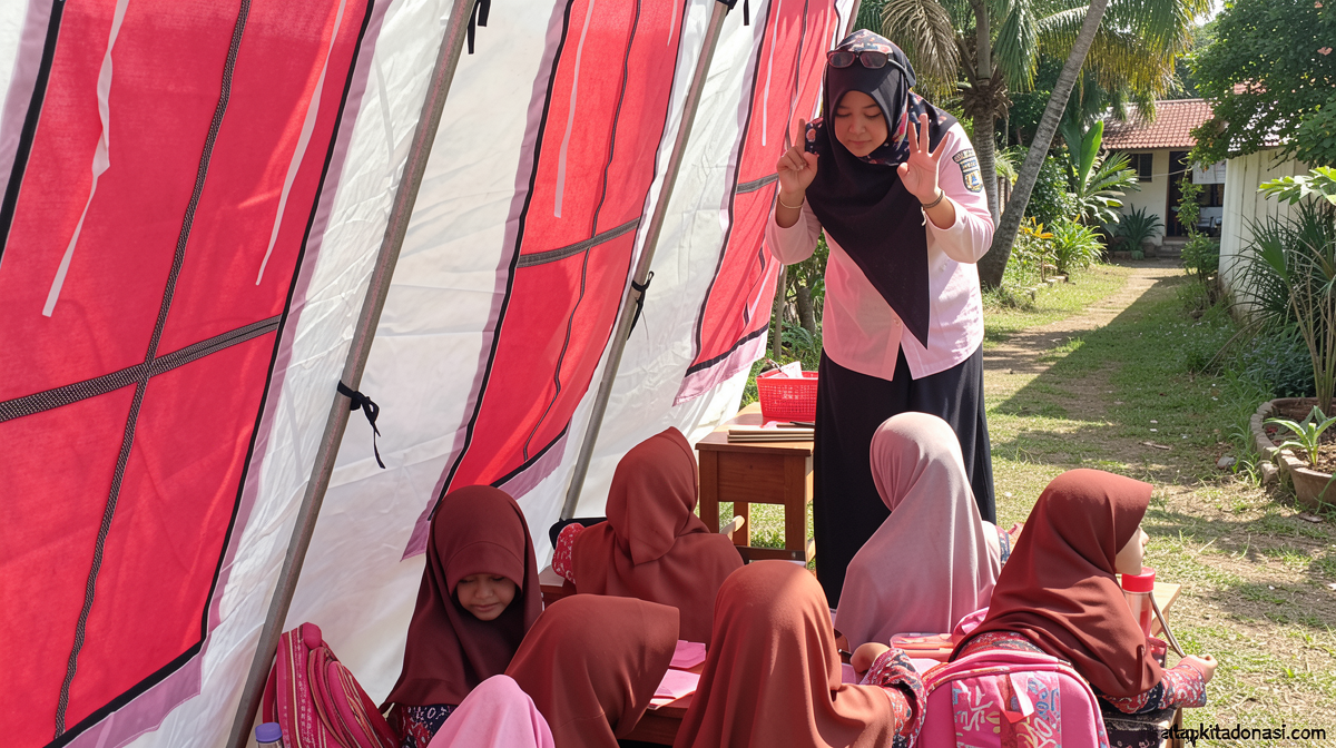 Tiga kelas terbakar, siswa SDN 11 Palu belajar di tenda